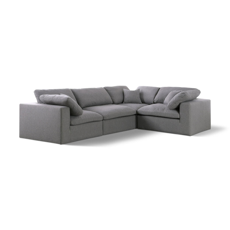 Meridian Serene Grey Linen Textured Fabric Modular Sectional IMAGE 1