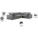 Meridian Serene Grey Linen Textured Fabric Modular Sectional IMAGE 7