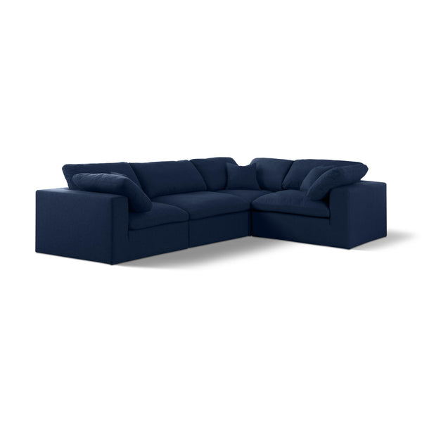 Meridian Serene Navy Linen Textured Fabric Modular Sectional IMAGE 1