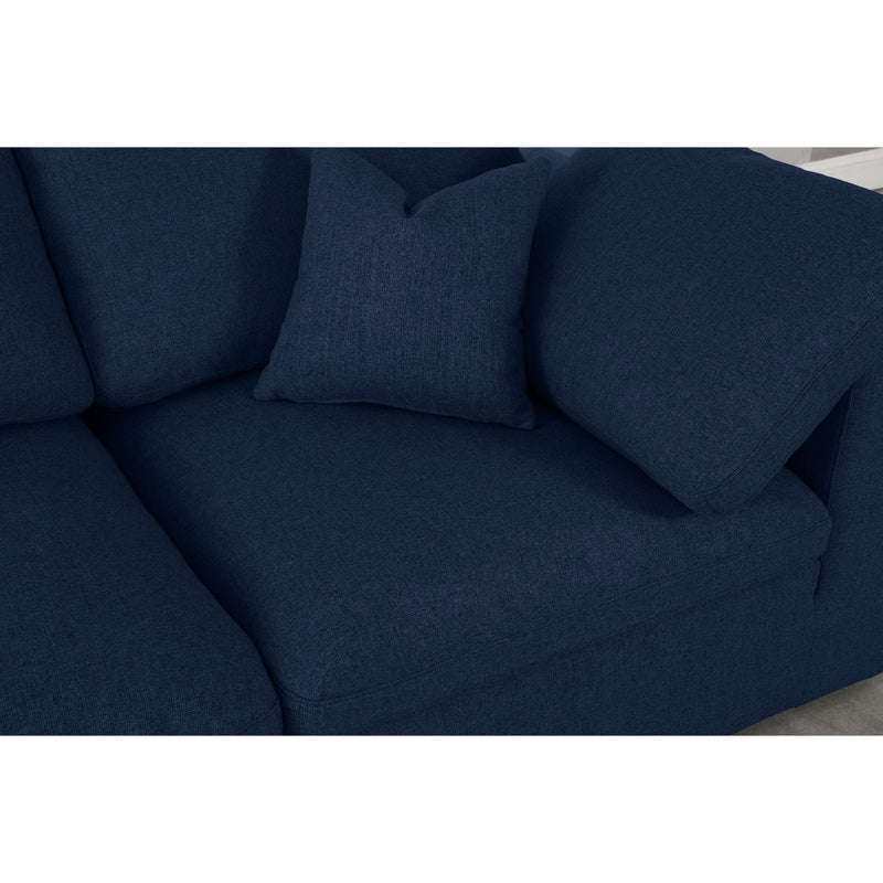 Meridian Serene Navy Linen Textured Fabric Modular Sectional IMAGE 4