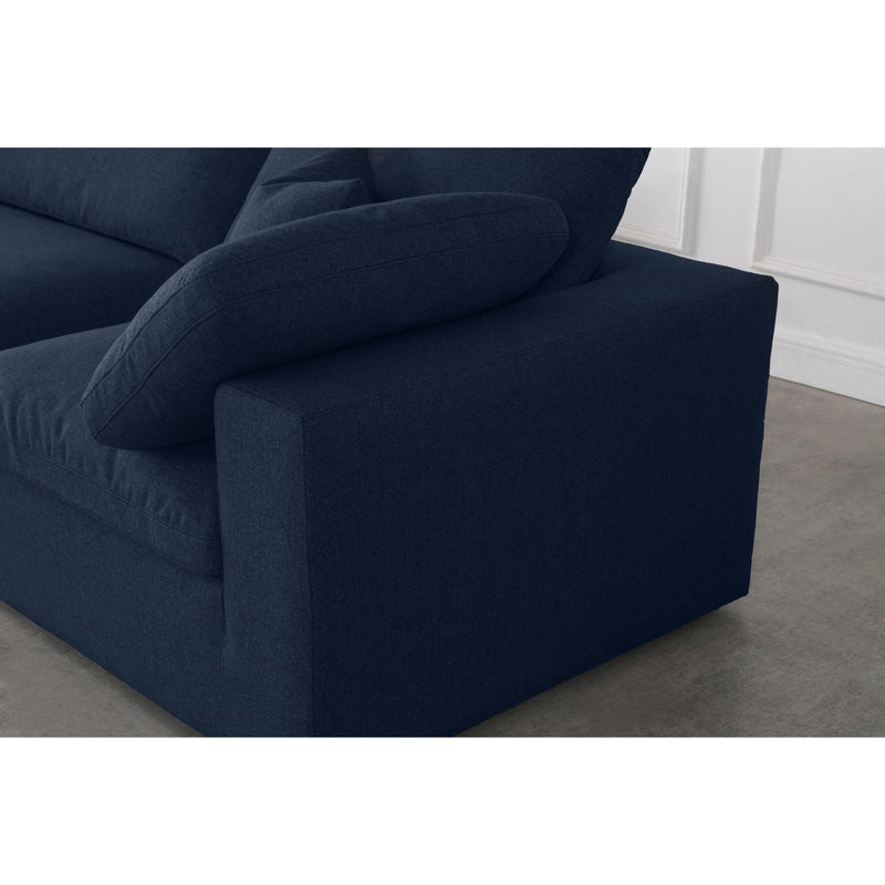 Meridian Serene Navy Linen Textured Fabric Modular Sectional IMAGE 5