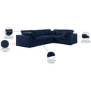 Meridian Serene Navy Linen Textured Fabric Modular Sectional IMAGE 7