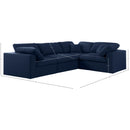 Meridian Serene Navy Linen Textured Fabric Modular Sectional IMAGE 8