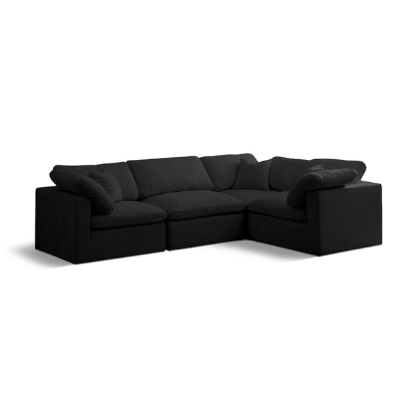 Meridian Plush Black Velvet Modular Sectional IMAGE 1
