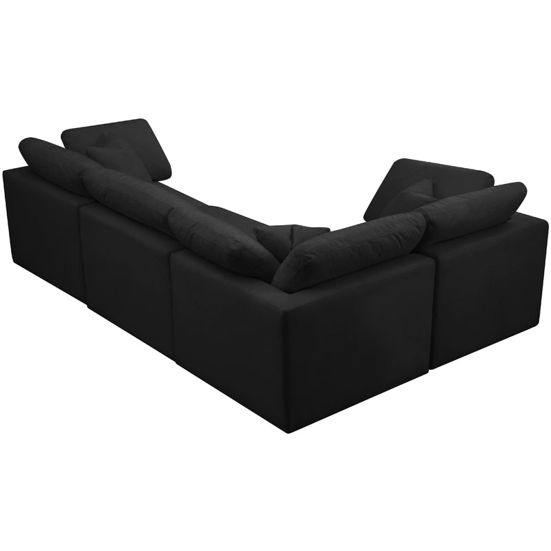 Meridian Plush Black Velvet Modular Sectional IMAGE 3