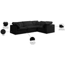 Meridian Plush Black Velvet Modular Sectional IMAGE 7