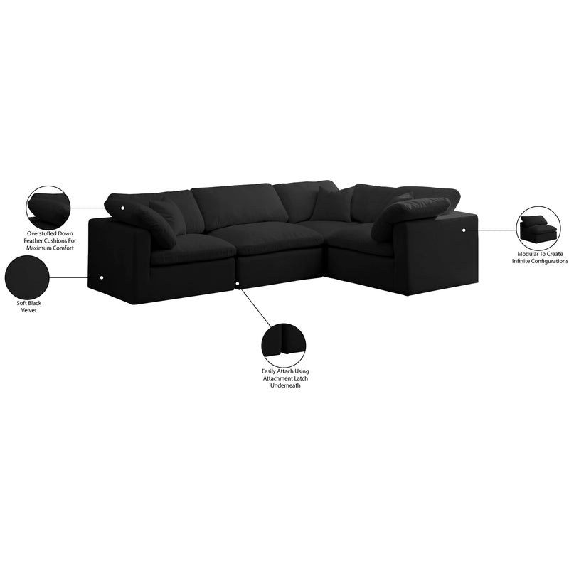 Meridian Plush Black Velvet Modular Sectional IMAGE 7