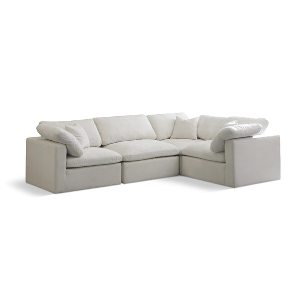 Meridian Plush Cream Velvet Modular Sectional IMAGE 1