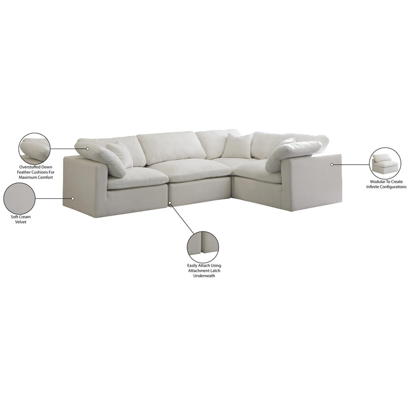 Meridian Plush Cream Velvet Modular Sectional IMAGE 7
