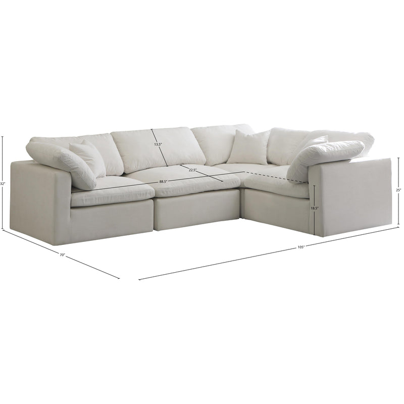 Meridian Plush Cream Velvet Modular Sectional IMAGE 8