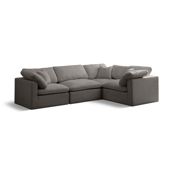 Meridian Plush Grey Velvet Modular Sectional IMAGE 1