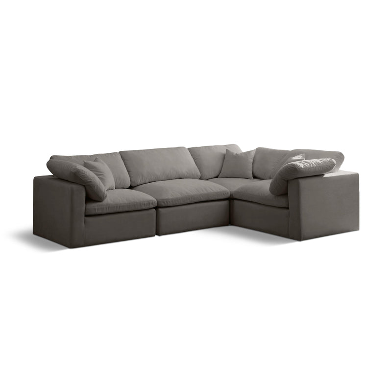 Meridian Plush Grey Velvet Modular Sectional IMAGE 1