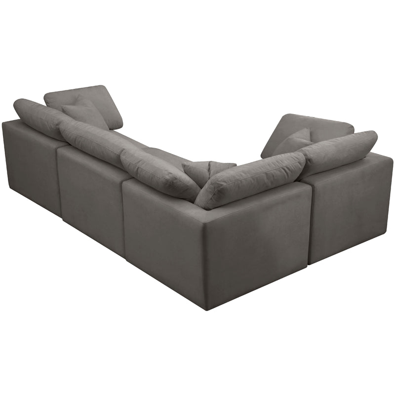 Meridian Plush Grey Velvet Modular Sectional IMAGE 3