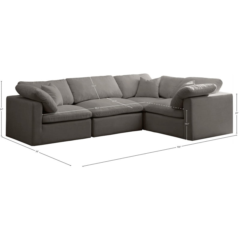 Meridian Plush Grey Velvet Modular Sectional IMAGE 8