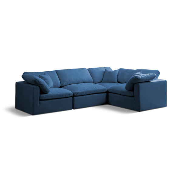 Meridian Plush Navy Velvet Modular Sectional IMAGE 1