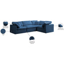 Meridian Plush Navy Velvet Modular Sectional IMAGE 7