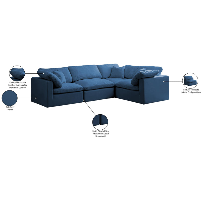 Meridian Plush Navy Velvet Modular Sectional IMAGE 7