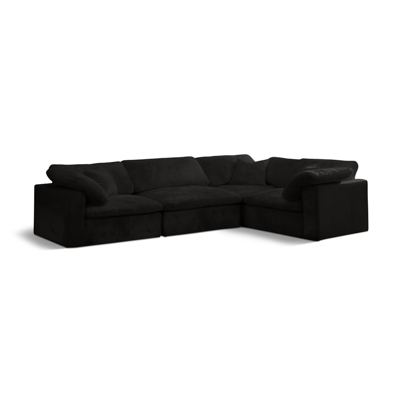 Meridian Cozy Black Velvet Modular Sectional IMAGE 1