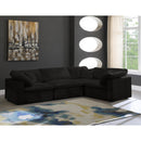 Meridian Cozy Black Velvet Modular Sectional IMAGE 2