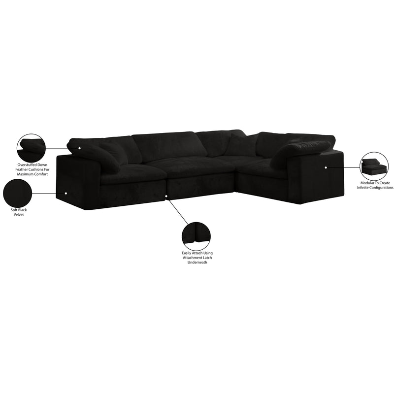 Meridian Cozy Black Velvet Modular Sectional IMAGE 7