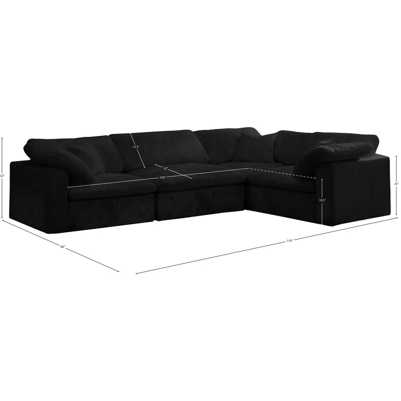 Meridian Cozy Black Velvet Modular Sectional IMAGE 8