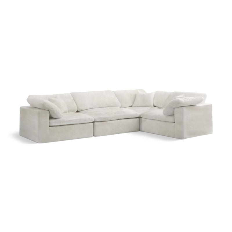 Meridian Cozy Cream Velvet Modular Sectional IMAGE 1