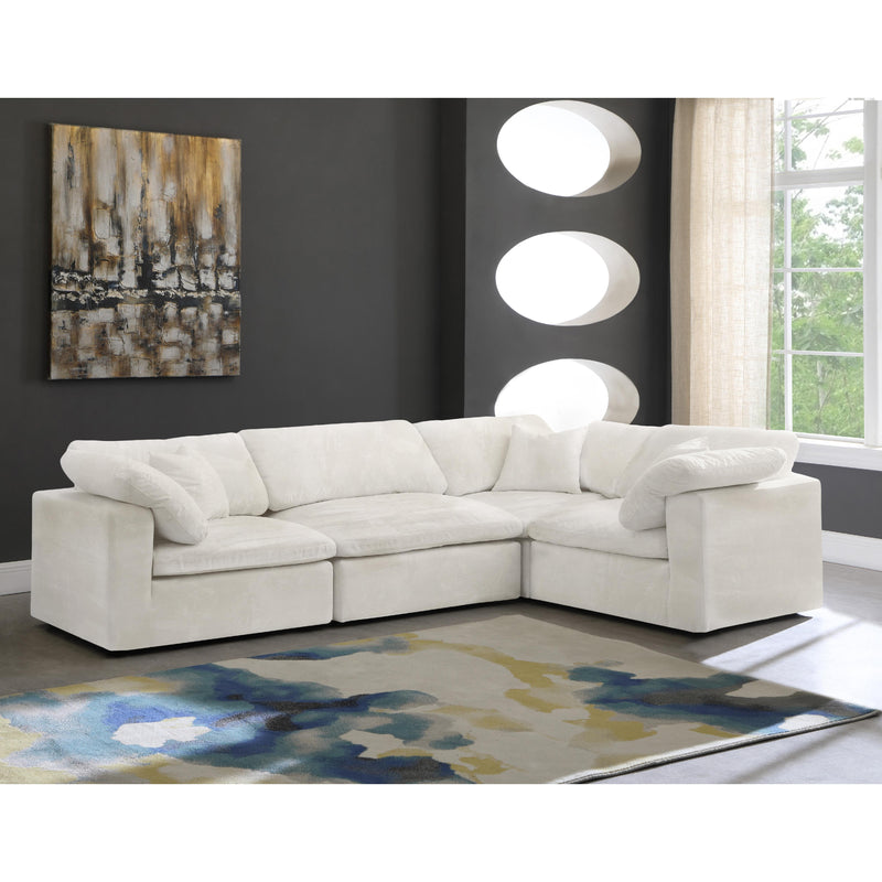 Meridian Cozy Cream Velvet Modular Sectional IMAGE 2