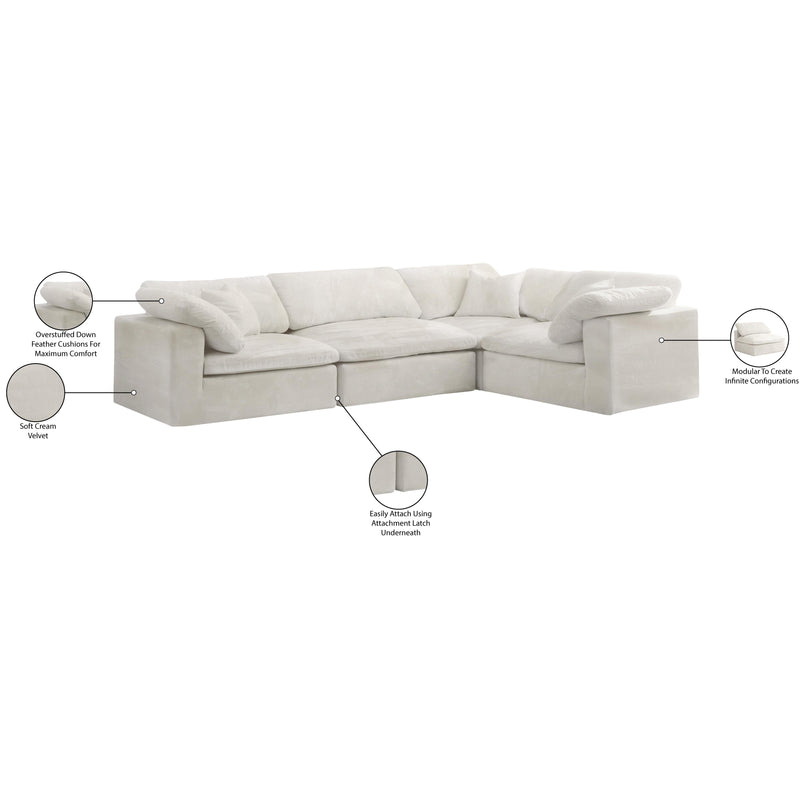 Meridian Cozy Cream Velvet Modular Sectional IMAGE 7