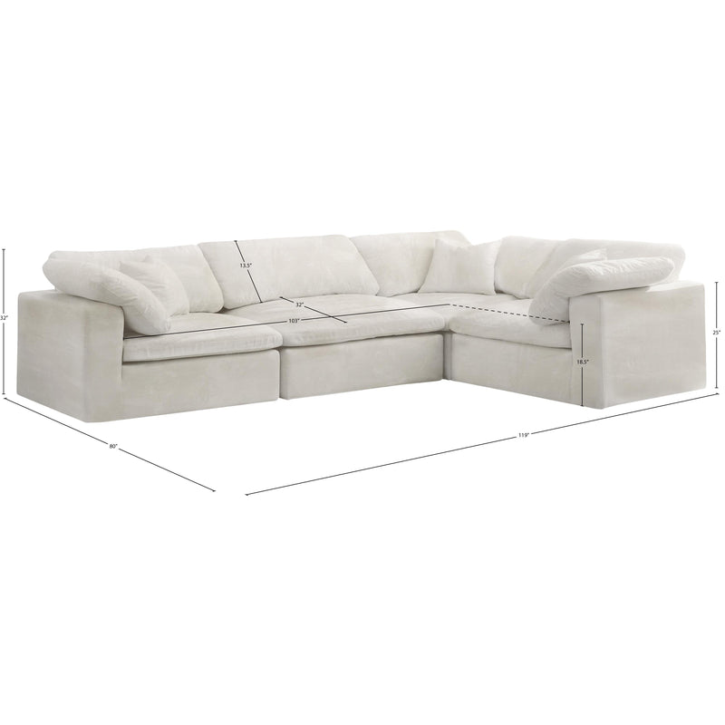Meridian Cozy Cream Velvet Modular Sectional IMAGE 8