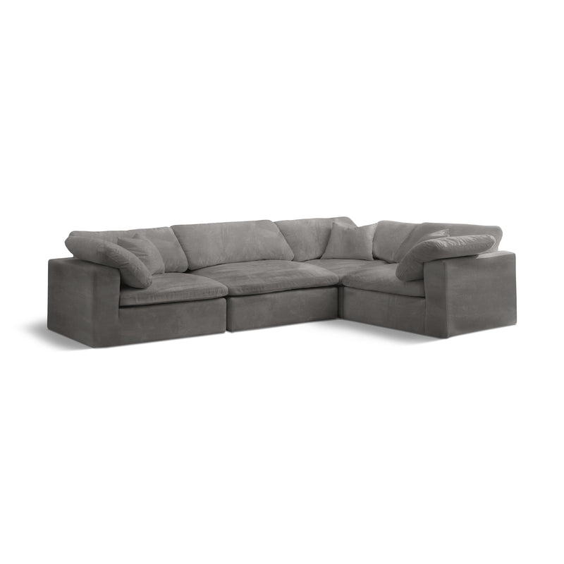 Meridian Cozy Grey Velvet Modular Sectional IMAGE 1