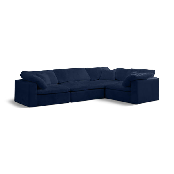 Meridian Cozy Navy Velvet Modular Sectional IMAGE 1