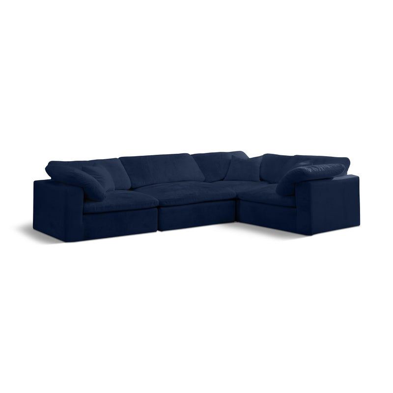 Meridian Cozy Navy Velvet Modular Sectional IMAGE 1