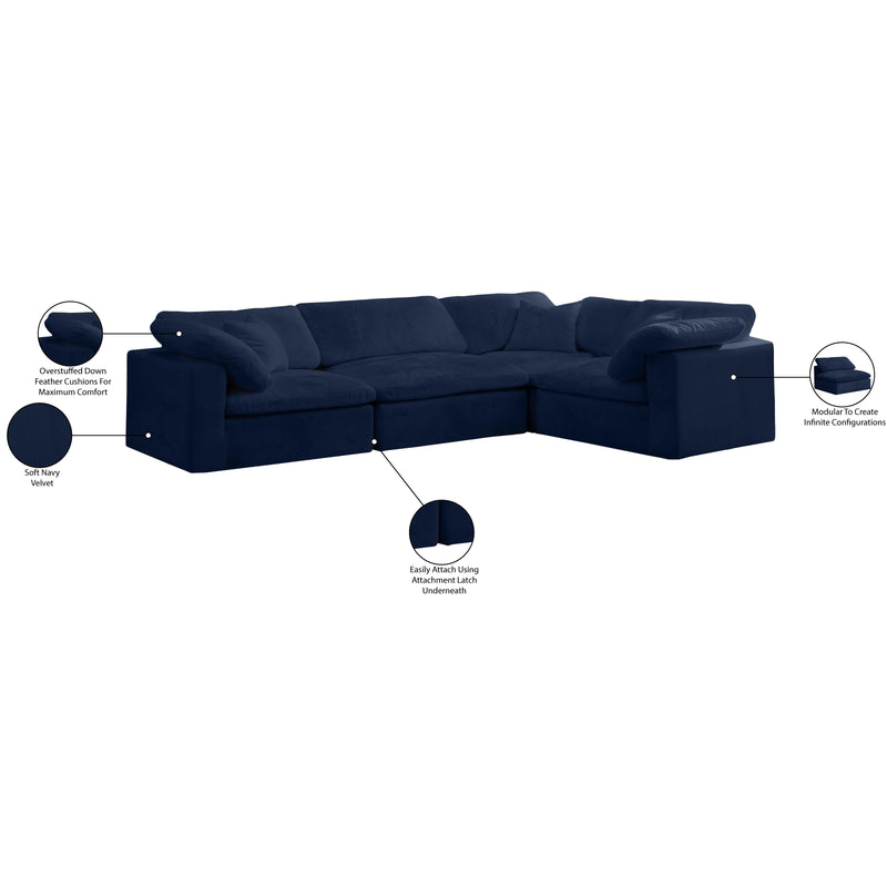 Meridian Cozy Navy Velvet Modular Sectional IMAGE 7