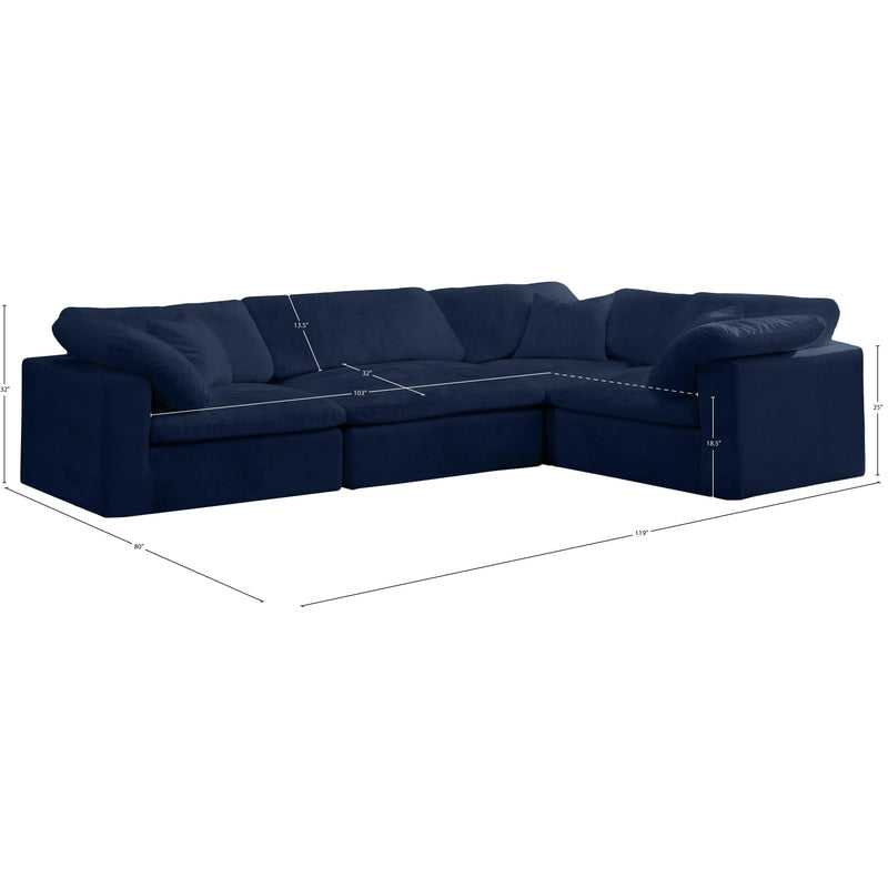Meridian Cozy Navy Velvet Modular Sectional IMAGE 8
