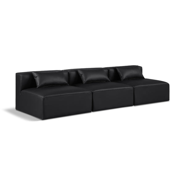 Meridian Cube Black Vegan Leather Modular Sofa IMAGE 1