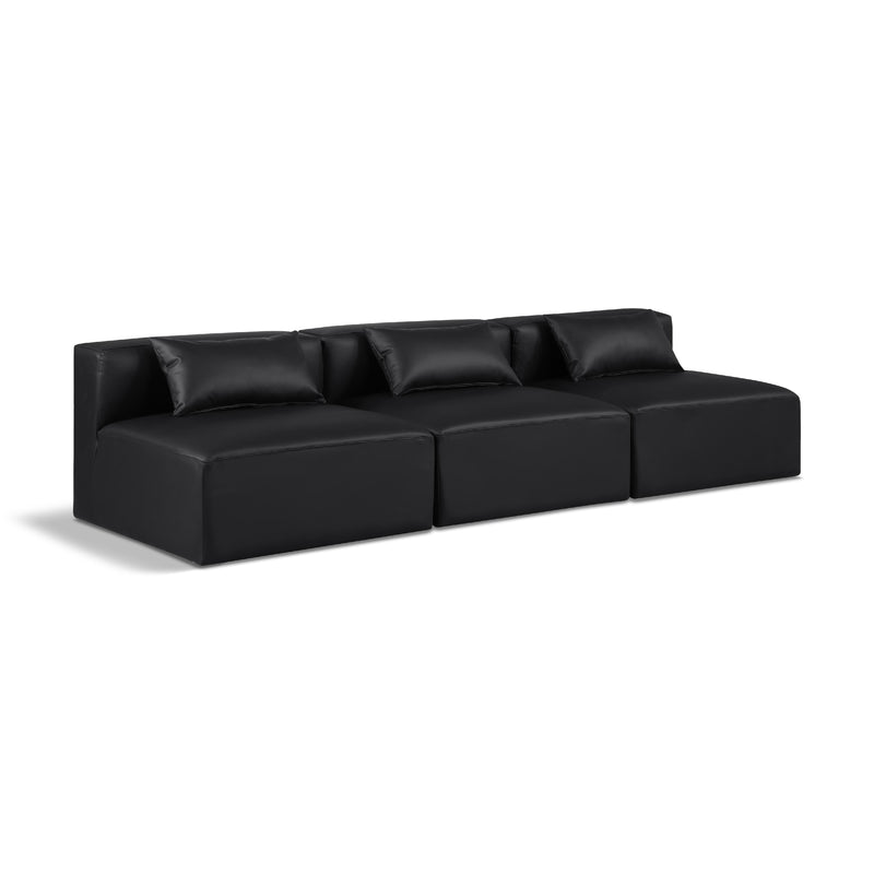 Meridian Cube Black Vegan Leather Modular Sofa IMAGE 1