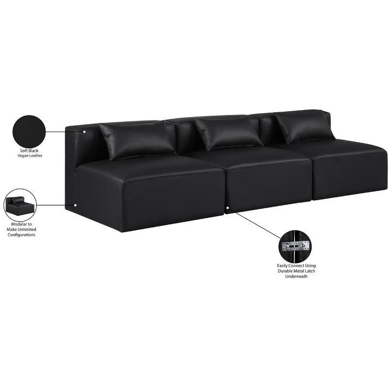 Meridian Cube Black Vegan Leather Modular Sofa IMAGE 8