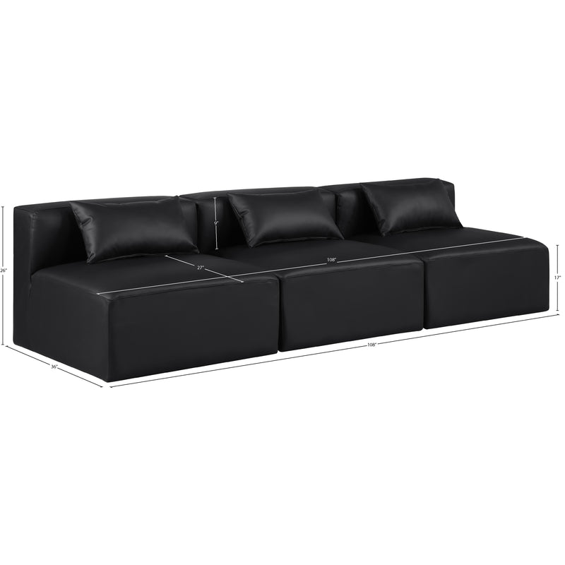 Meridian Cube Black Vegan Leather Modular Sofa IMAGE 9