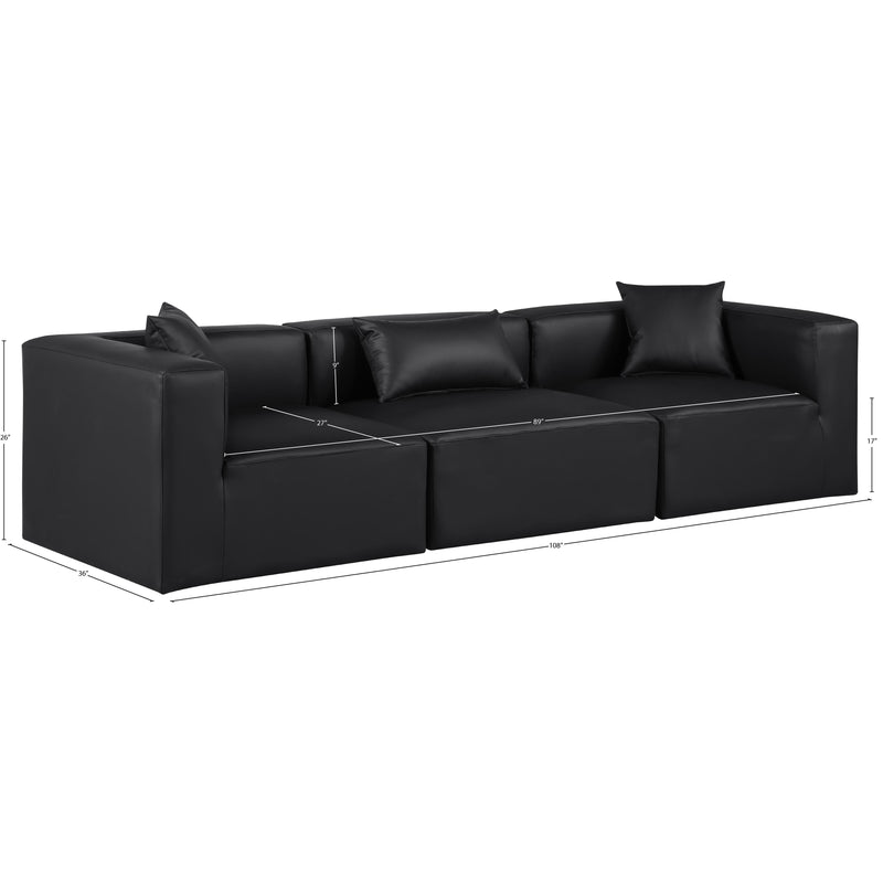 Meridian Cube Black Vegan Leather Modular Sofa IMAGE 10