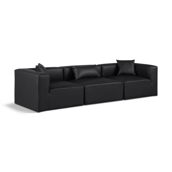 Meridian Cube Black Vegan Leather Modular Sofa IMAGE 1