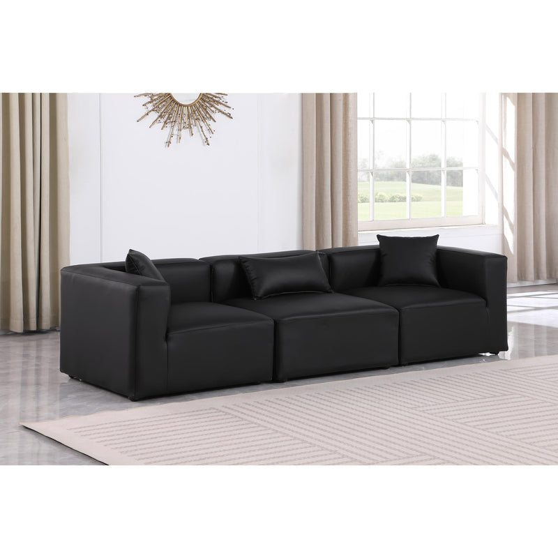 Meridian Cube Black Vegan Leather Modular Sofa IMAGE 2