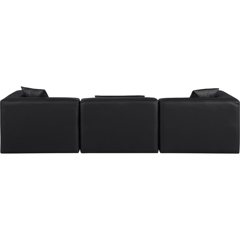 Meridian Cube Black Vegan Leather Modular Sofa IMAGE 3