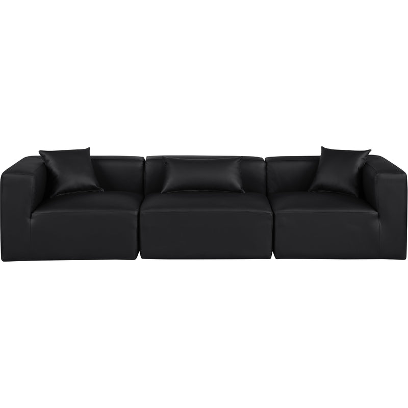 Meridian Cube Black Vegan Leather Modular Sofa IMAGE 4