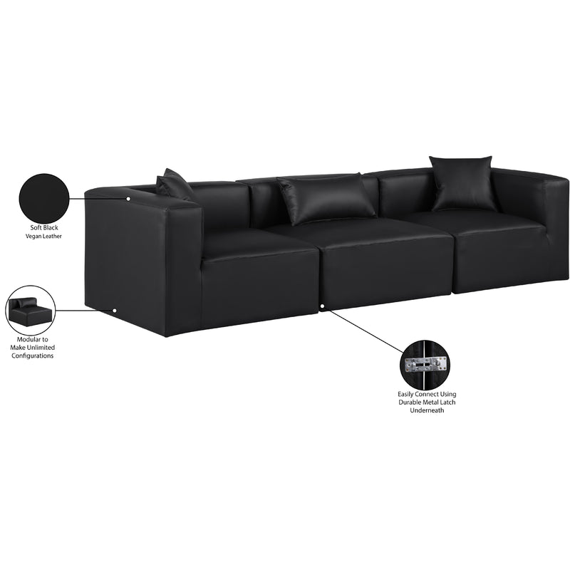 Meridian Cube Black Vegan Leather Modular Sofa IMAGE 9