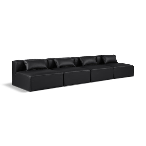 Meridian Cube Black Vegan Leather Modular Sofa IMAGE 1