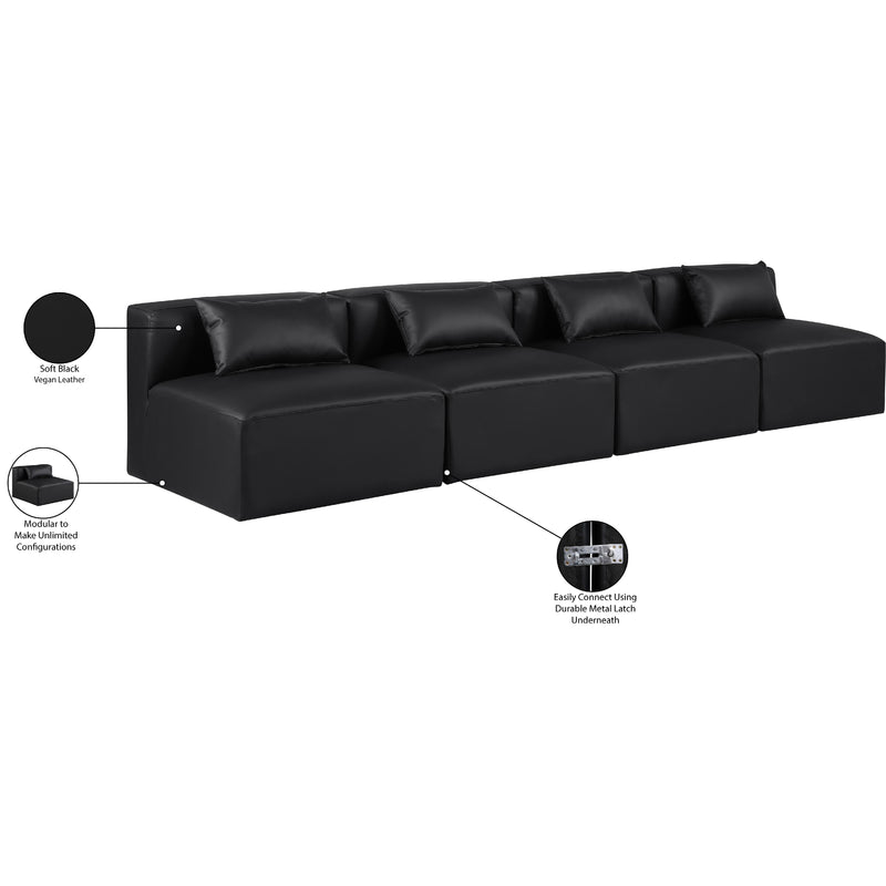 Meridian Cube Black Vegan Leather Modular Sofa IMAGE 8