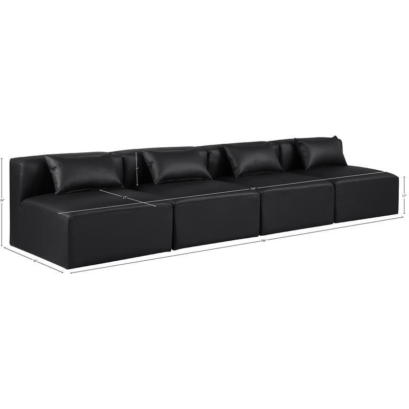 Meridian Cube Black Vegan Leather Modular Sofa IMAGE 9