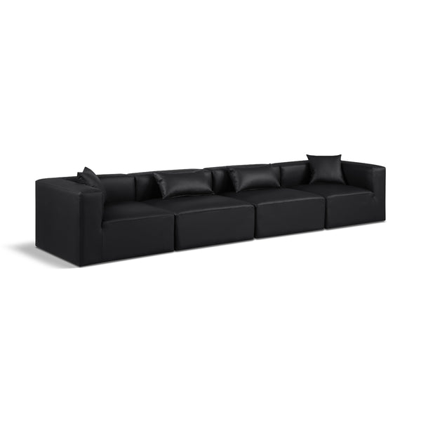 Meridian Cube Black Vegan Leather Modular Sofa IMAGE 1