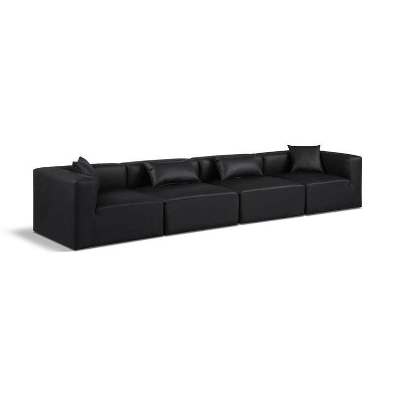 Meridian Cube Black Vegan Leather Modular Sofa IMAGE 1