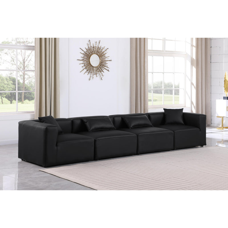 Meridian Cube Black Vegan Leather Modular Sofa IMAGE 2